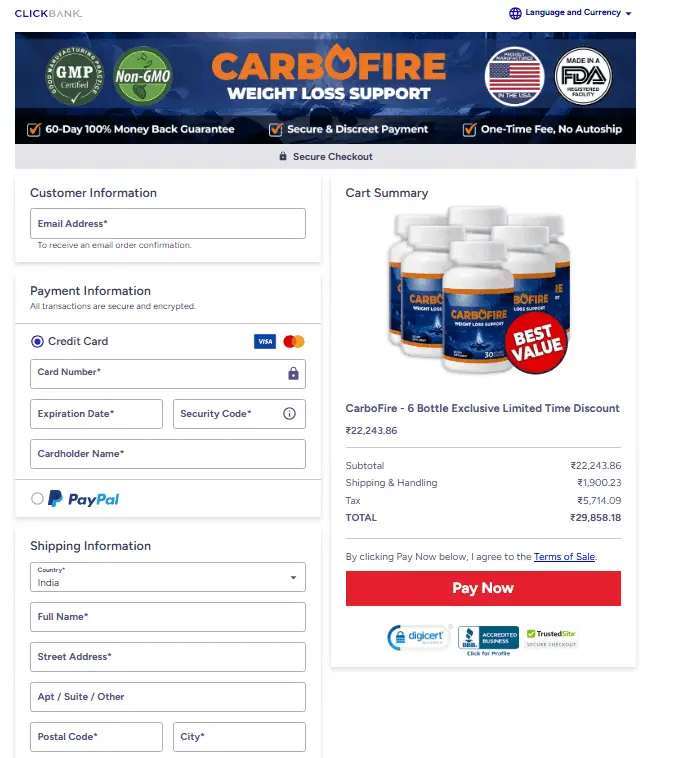 Carbofire Order Page